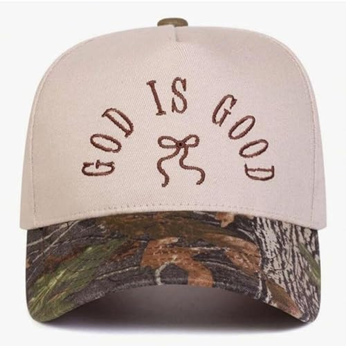 God is Good Truck Driver Cap, Personalized Letter & Bow Embroidery Baseball Cap, Street Fashion Hat, Casual for Spring/Autumn Travel, Beach, Camouflage | Amazon (US)