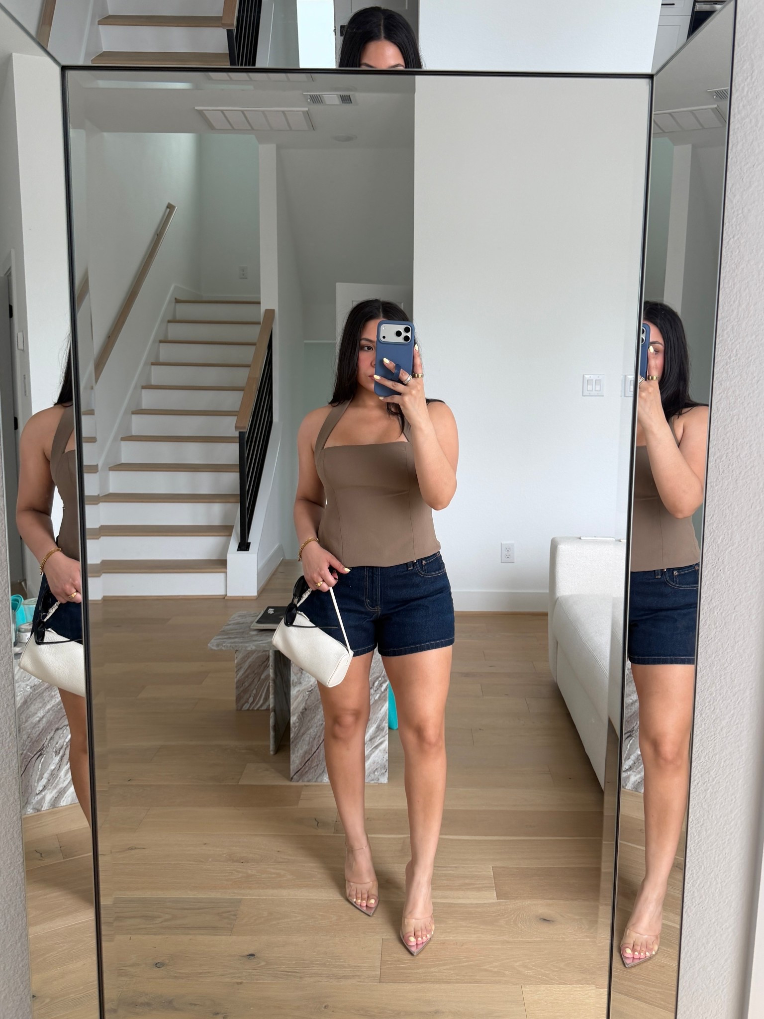 Shorts: 27 
Top: small
Heels: 7 
Mini white bag 

#LTKSeasonal #LTKgrwm #LTKootd