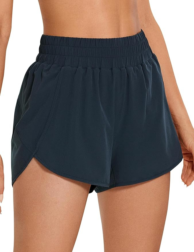 CRZ YOGA Women's High Waisted Running Shorts Mesh Liner - 3'' Dolphin Quick Dry Athletic Gym Trac... | Amazon (US)