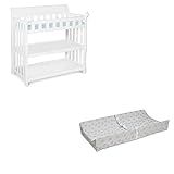 Delta Children Eclipse Changing Table, White and Waterproof Baby and Infant Diaper Changing Pad, Bea | Amazon (US)