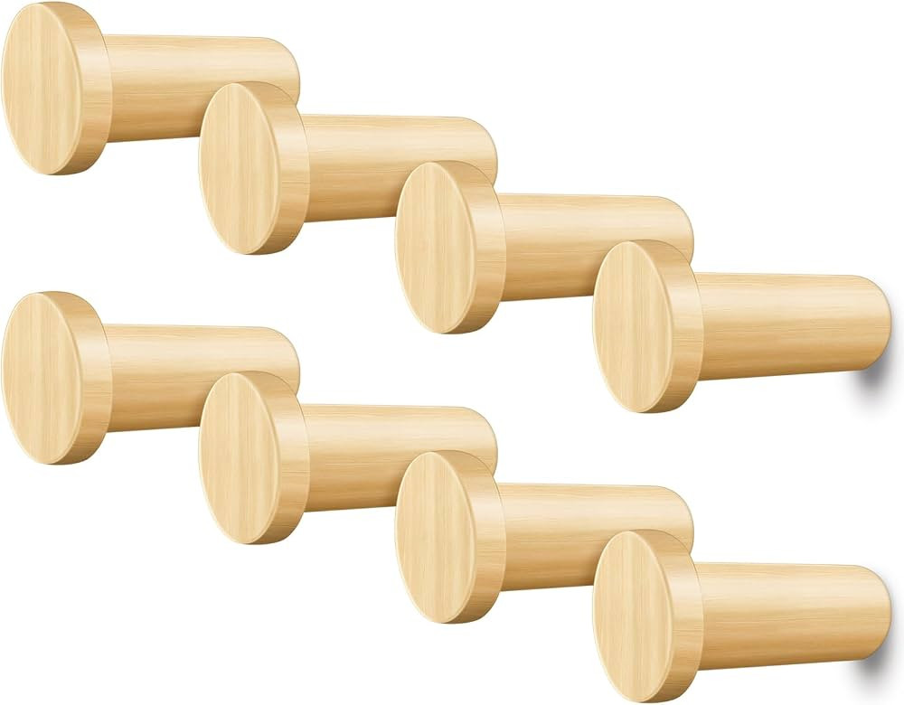 Wood Wall Hooks – Decorative Wooden Hooks for Wall Mount, Unique Boho Wooden Pegs Bag Hangers, ... | Amazon (US)