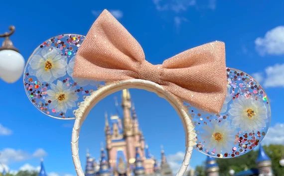 Rose Gold Floral Resin Mouse Ears Resin Mouse Ears Headband | Etsy | Etsy (US)