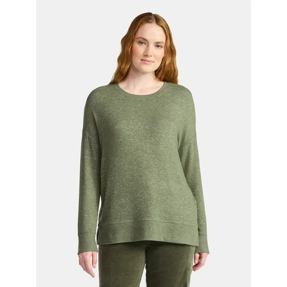 Time and Tru Women's Hacci Knit Tee with Long Sleeves, Sizes XS-XXXL | Walmart (US)