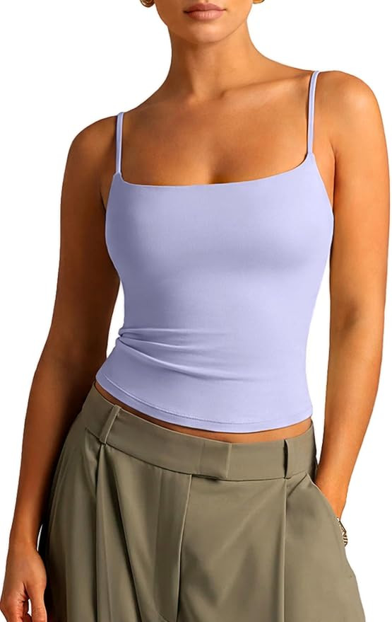SUUKSESS Women Cotton Double Layer Unpadded Cami Summer Basic Going Out Tops | Amazon (US)