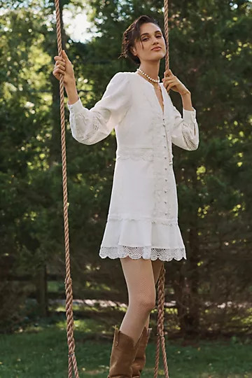 By Anthropologie Button-Front Mini Dress | Anthropologie (US)