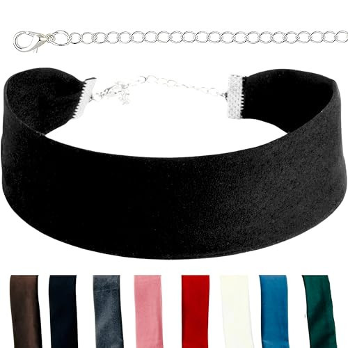 STACKABLE CREATIONS Black Choker Necklaces for Women, Wide Velvet Thick 90s Ribbon Neck Collar | Amazon (US)