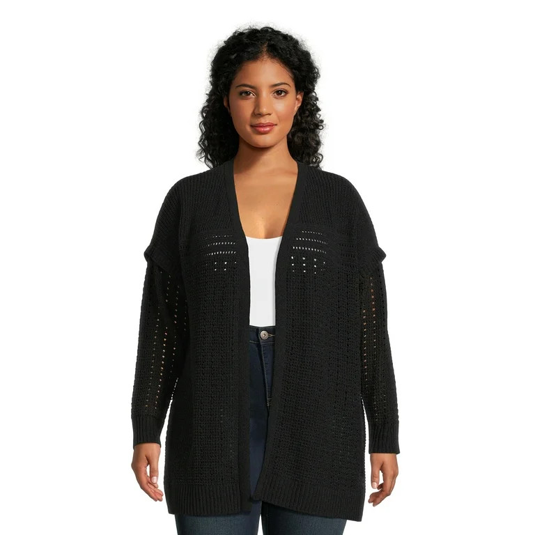 Terra & Sky Women's Plus Size Open Front Chenille Cardigan Sweater | Walmart (US)