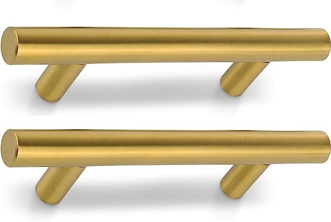 35-Pack Satin Brass Gold Cabinet Pulls 5-Inch Stainless Steel Cabinet Pulls for Kitchen Cabinet, ... | Amazon (US)