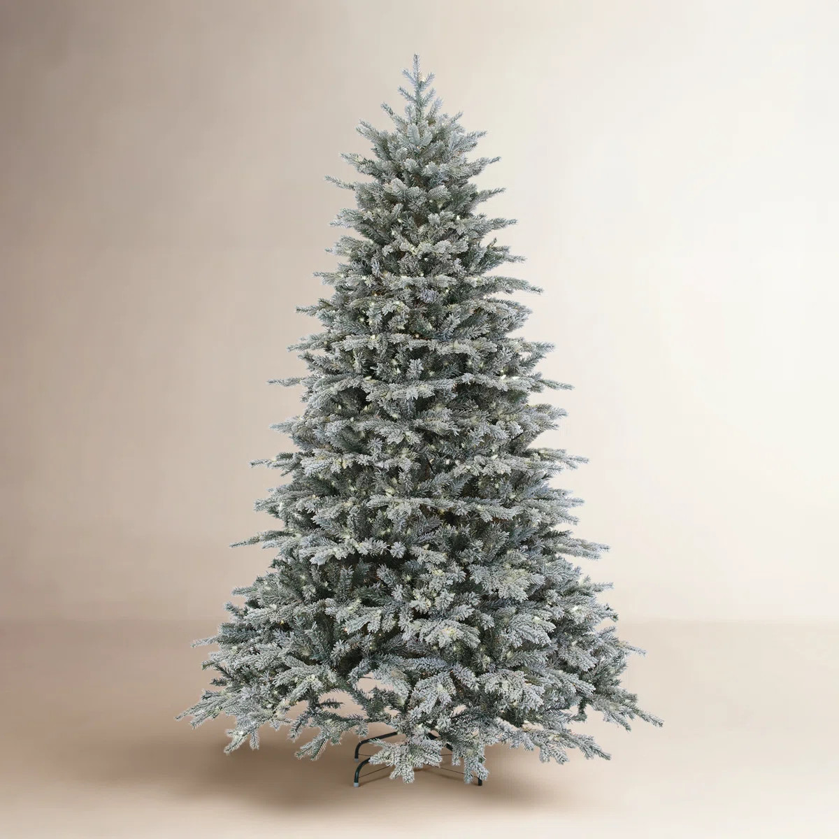 7.5 Ft. Pre Lit LED Hinged Narrow Natural Cut Flocked Spruce | Wayfair North America