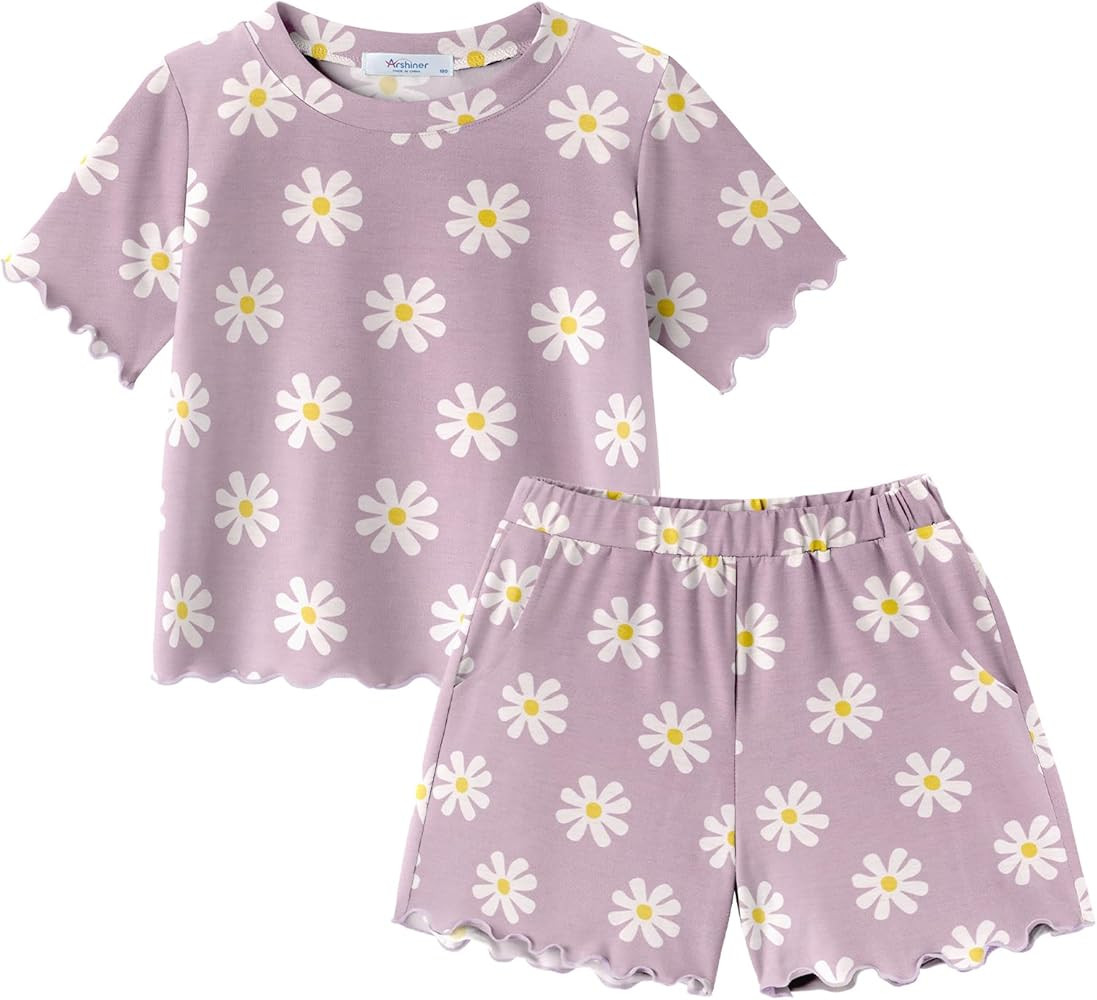 Arshiner Toddler Girls Clothes Ruffle Short Sleeves Crewneck Tops and Shorts with Pockets Cute Su... | Amazon (US)