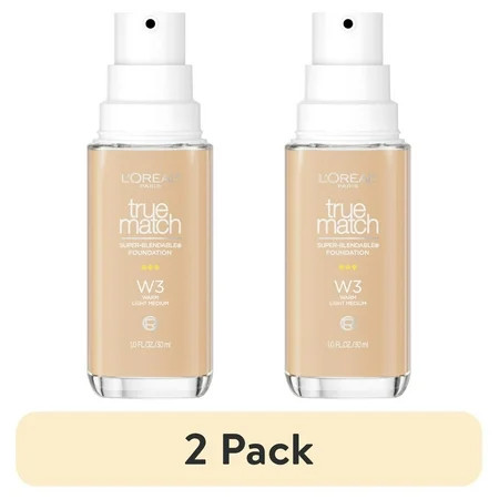 (2 pack) L'Oreal Paris True Match Cream Foundation Makeup, W3 Warm Light Medium, 1 fl oz | Walmart (US)