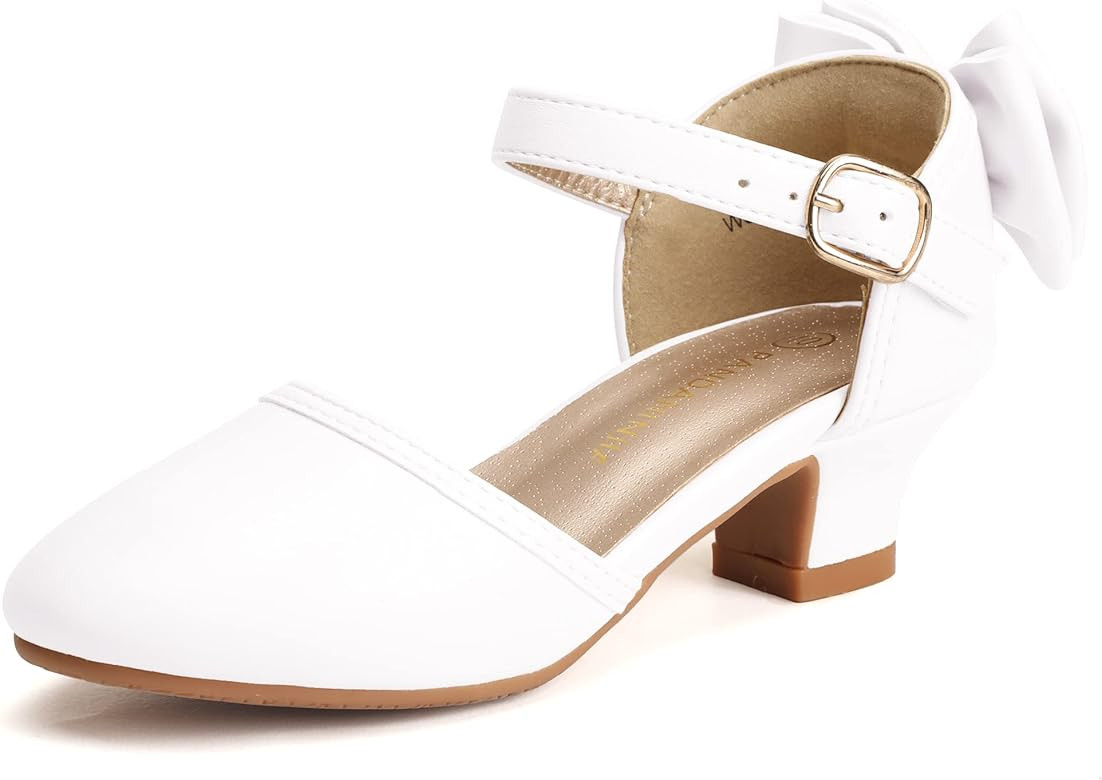 PANDANINJIA Wendy Girls Heels Dress Shoes Flower Girl Mary Jane Sandals Wedding Party Princess Sh... | Amazon (US)