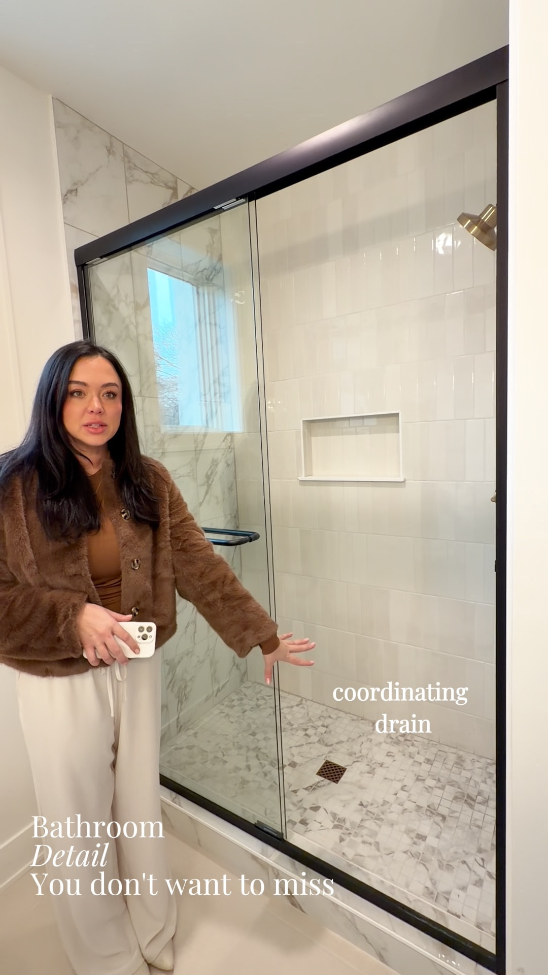 Champagne bronze + warm neutrals/ timeless, layered, and easy to live with. A new build bathroom we love. The plumbing, mirror, and lighting is all Linked! More product details on IG @molly.Cody 

#LTKHome