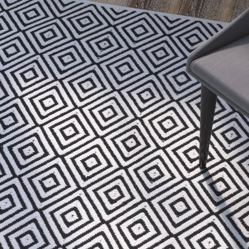Criswell Geometric Handwoven Cotton Black/White Area Rug | Wayfair North America