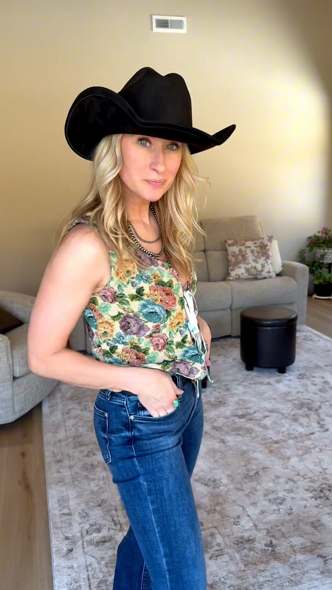Country concert outfit idea 🤠🌸
This floral tie-front vest + bootcut denim combo is giving modern western energy and it’s perfect for summer country festivals, rodeos, or a night at a country concert. Linking the exact pieces + similar hats & boots.

#LTKootd #LTKSpringSale #LTKSeasonal