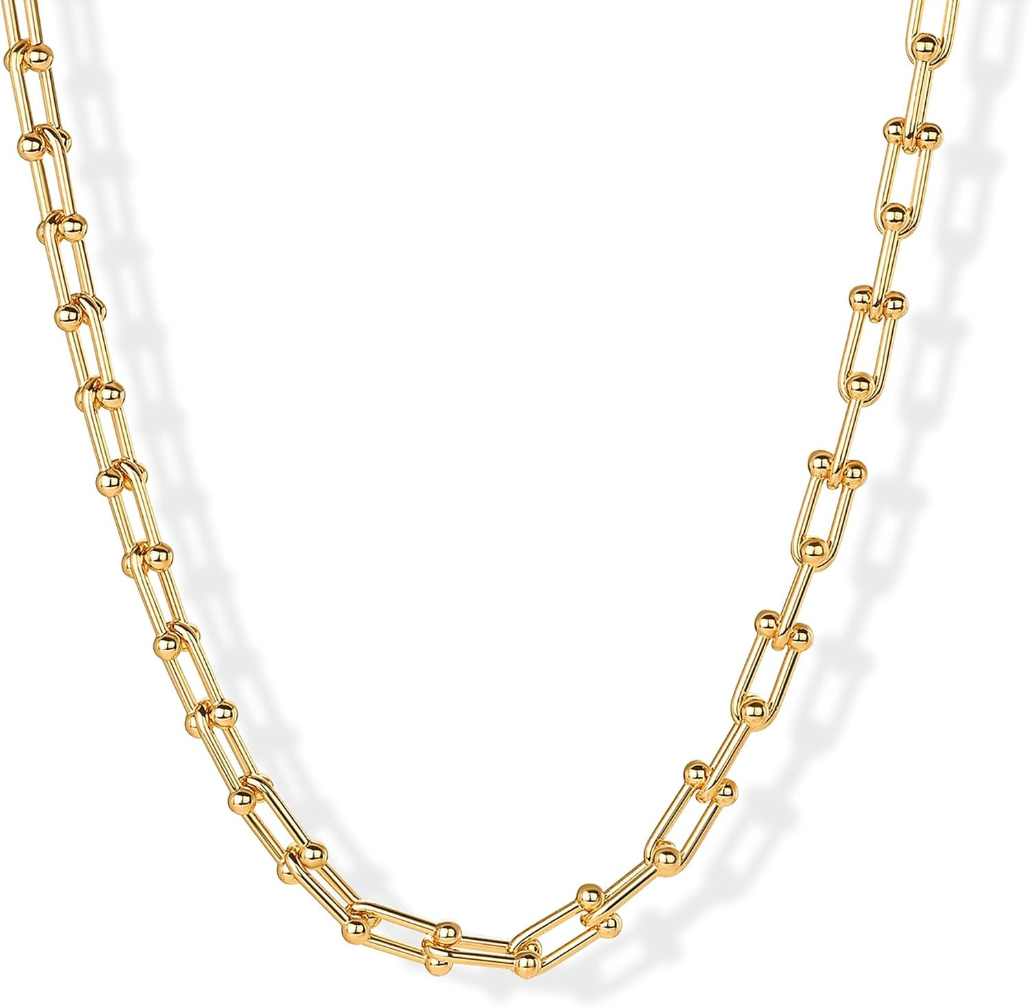 PAVOI 14K Gold Plated Chunky Graduated Chain Choker Necklaces for Women | Amazon (US)