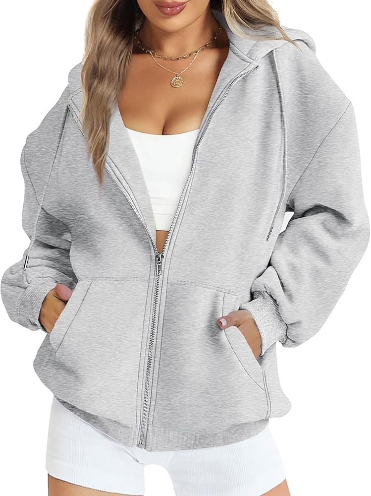 FANCYINN Womens Zip Up Hoodies Long Sleeve Oversized Sweatshirts Casual Drawstring Fall Fleece Ja... | Amazon (US)