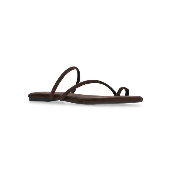 Time and Tru Women's Faux Suede Barely There Toe Loop Sandals | Walmart (US)
