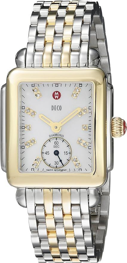MICHELE Women's MWW06V000042 Deco 16 Diamond-Accented Stainless Steel Watch | Amazon (US)