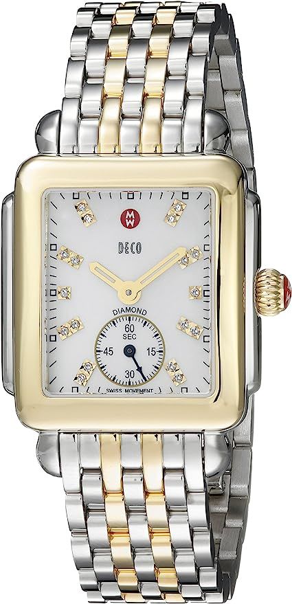 MICHELE Women's MWW06V000042 Deco 16 Diamond-Accented Stainless Steel Watch | Amazon (US)