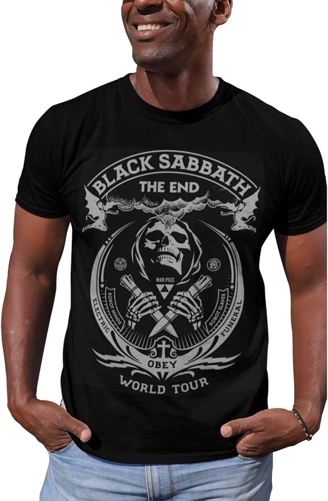AJY Black Sabbath Graphic Vintage Men's t Shirt Short Sleeve Basic Rock Music tee Shirt | Amazon (CA)