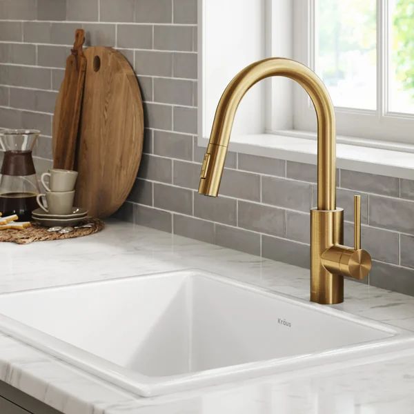 KPF-2620BB Oletto Pull Down Touch Single Handle Kitchen Faucet with Accessories | Wayfair Professional