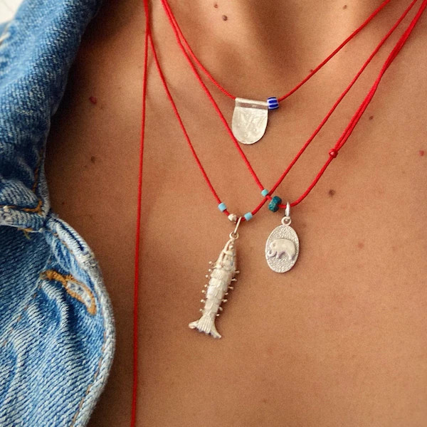 925 Sterling Silver Fish Necklace, Gold Fish Necklace, Red String Necklace, Minimal Red Necklace, Fish Lover Necklace, Fish Lover Gift | Etsy (US)