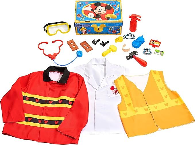 Disney Junior Mickey Mouse Helping Hands Dress Up Trunk, 19 Piece Pretend Play Set with Storage, ... | Amazon (US)