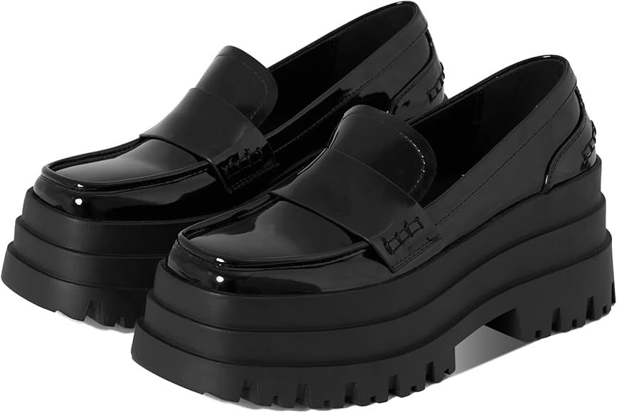 CYNLLIO Womens Uniform Dress Shoes Platform Loafers Squared Toe Heeled Loafers Slip on Goth Walking  | Amazon (US)
