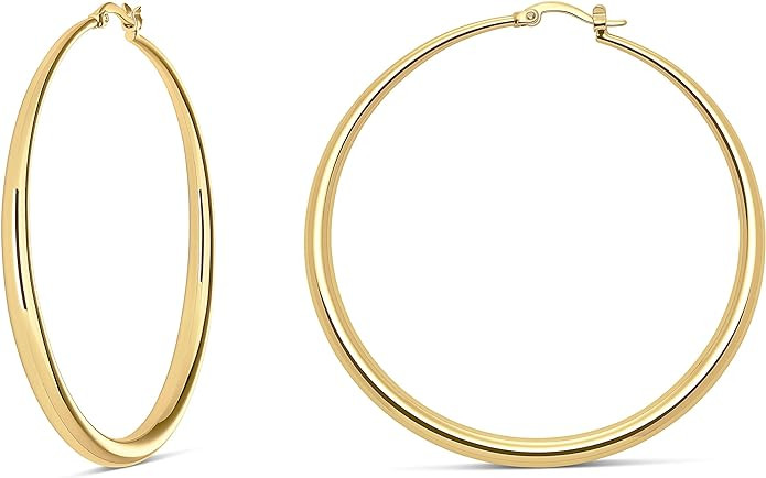 MILLA 14K Gold Hoop Earrings For Women, Silver Hoop Earrings & Rose Gold Earrings with Graduated ... | Amazon (US)