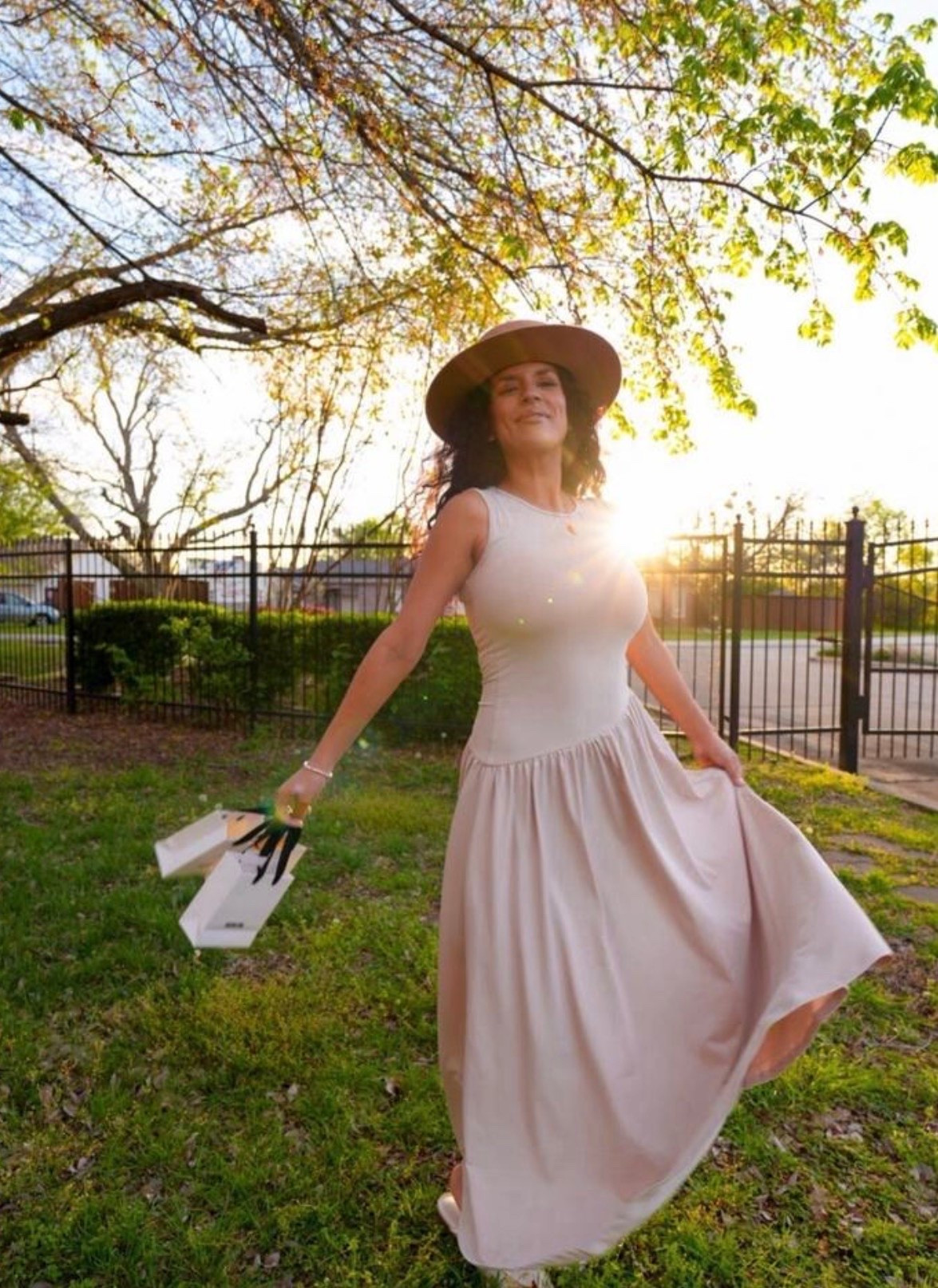 Golden hour + the prettiest neutral maxi 🤎 This flowy silhouette and wide-brim hat make such a beautiful combination for an outdoor event, vacation dinner, or an elevated everyday look.

#MaxiDress #NeutralDress #FlowyDress #WideBrimHat #NeutralStyle #OutdoorStyle #DressInspo #WomensStyle #GoldenHourStyle #ChicOutfit #OccasionDress #OutfitInspo

#LTKdayinmylife #LTKootd #LTKSeasonal
