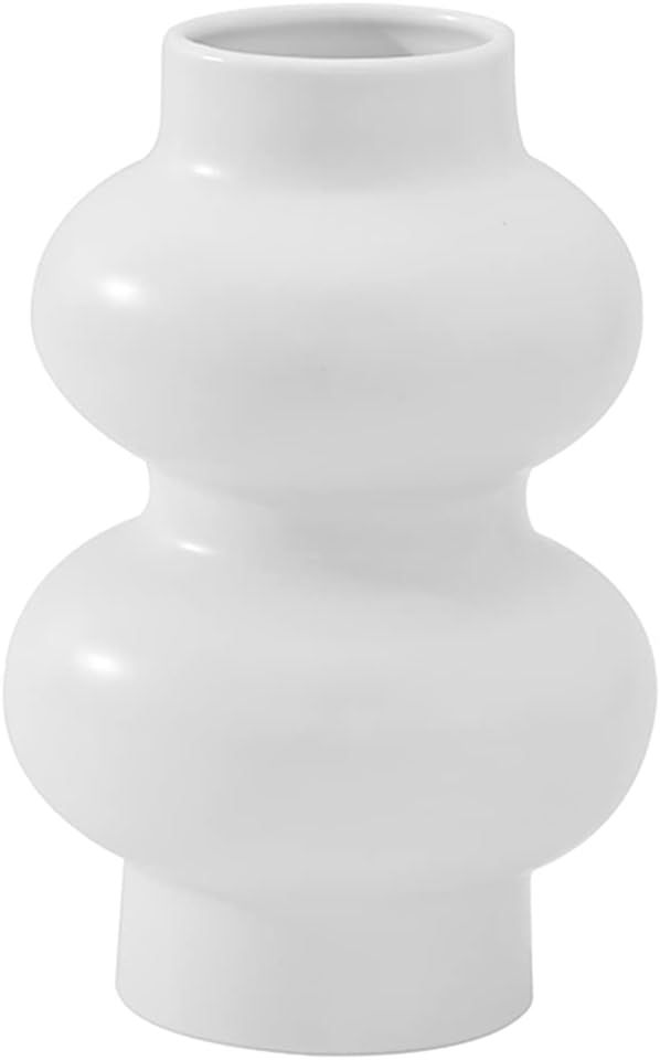 WEIDILIDU White Ceramic Flower Vase, Minimalist Design for Home Décor, Fireplace, Bedroom, Kitch... | Amazon (US)
