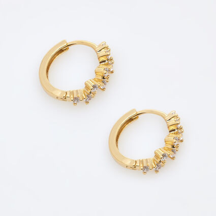 18ct Gold Plated Embellished Huggie Earrings | TK Maxx