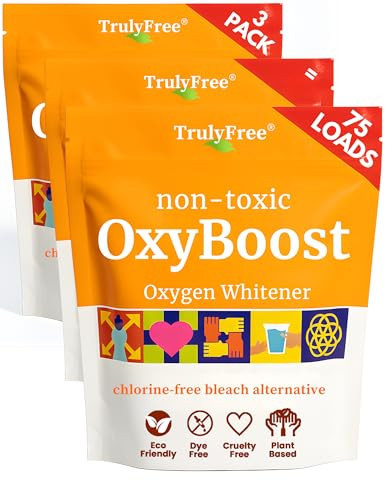 Truly Free OxyBoost - Oxygen Whitener & Clothes Stain Remover Laundry Detergent Powder with Sodium Percarbonate - Brightens Whites & Safe for Colors - Non-Chlorine, Gentle Yet Powerful - Pack of 3 | Amazon (US)