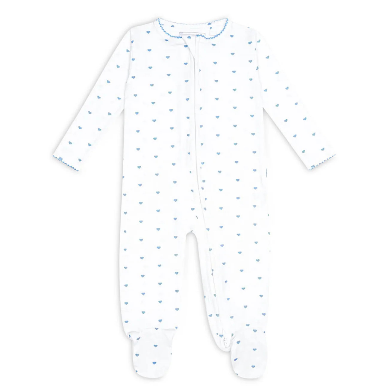 baby blue heart pima footie | Minnow