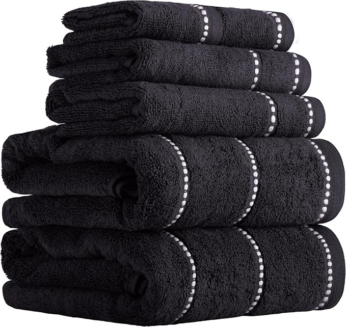 Lavish Home 6 Piece Bathroom Towels Set - 525GSM 100% Cotton Bathroom Essentials - 2 Bath Sheets,... | Amazon (US)