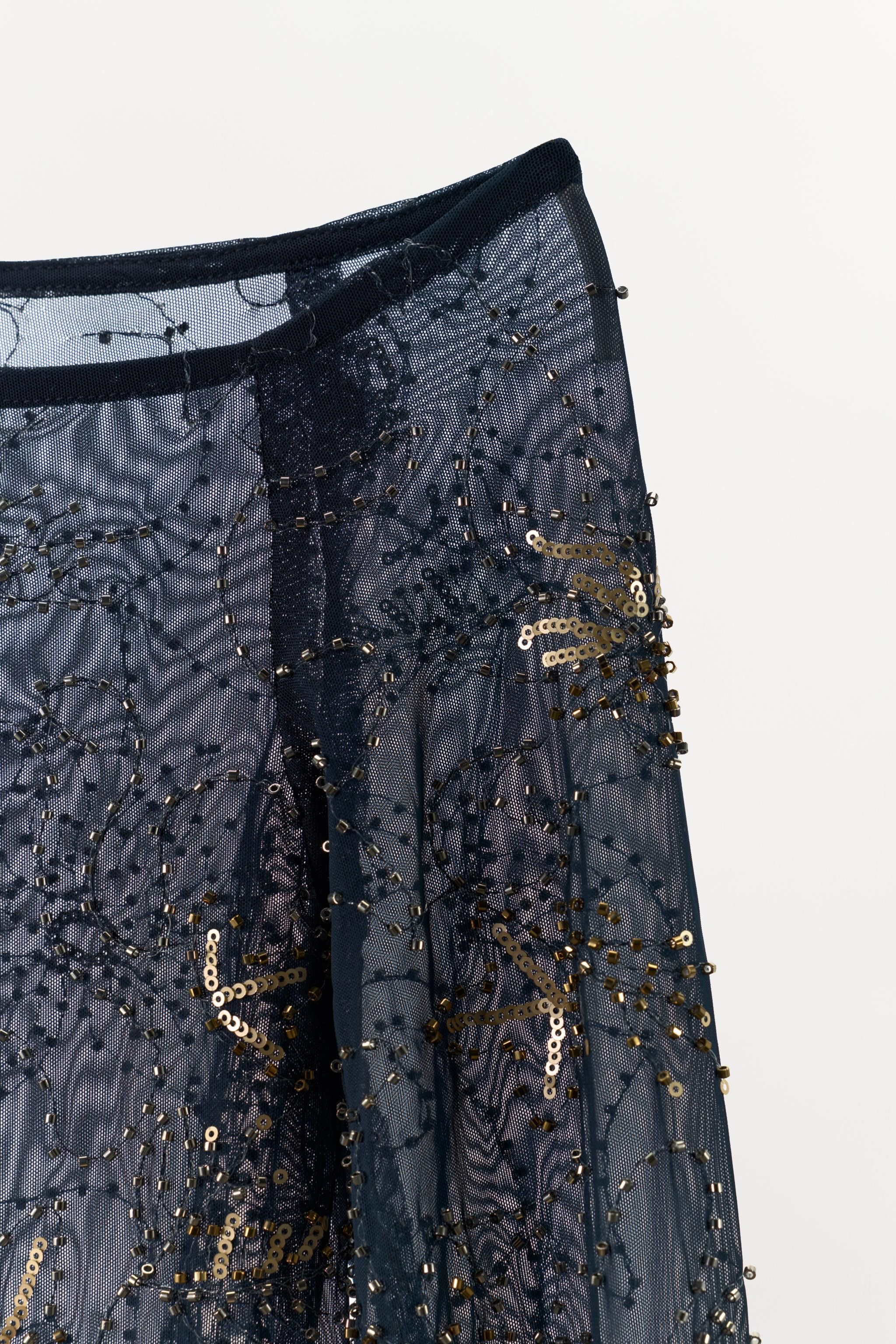 DRAPED BEADED EMBROIDERED TULLE TOP | Zara US