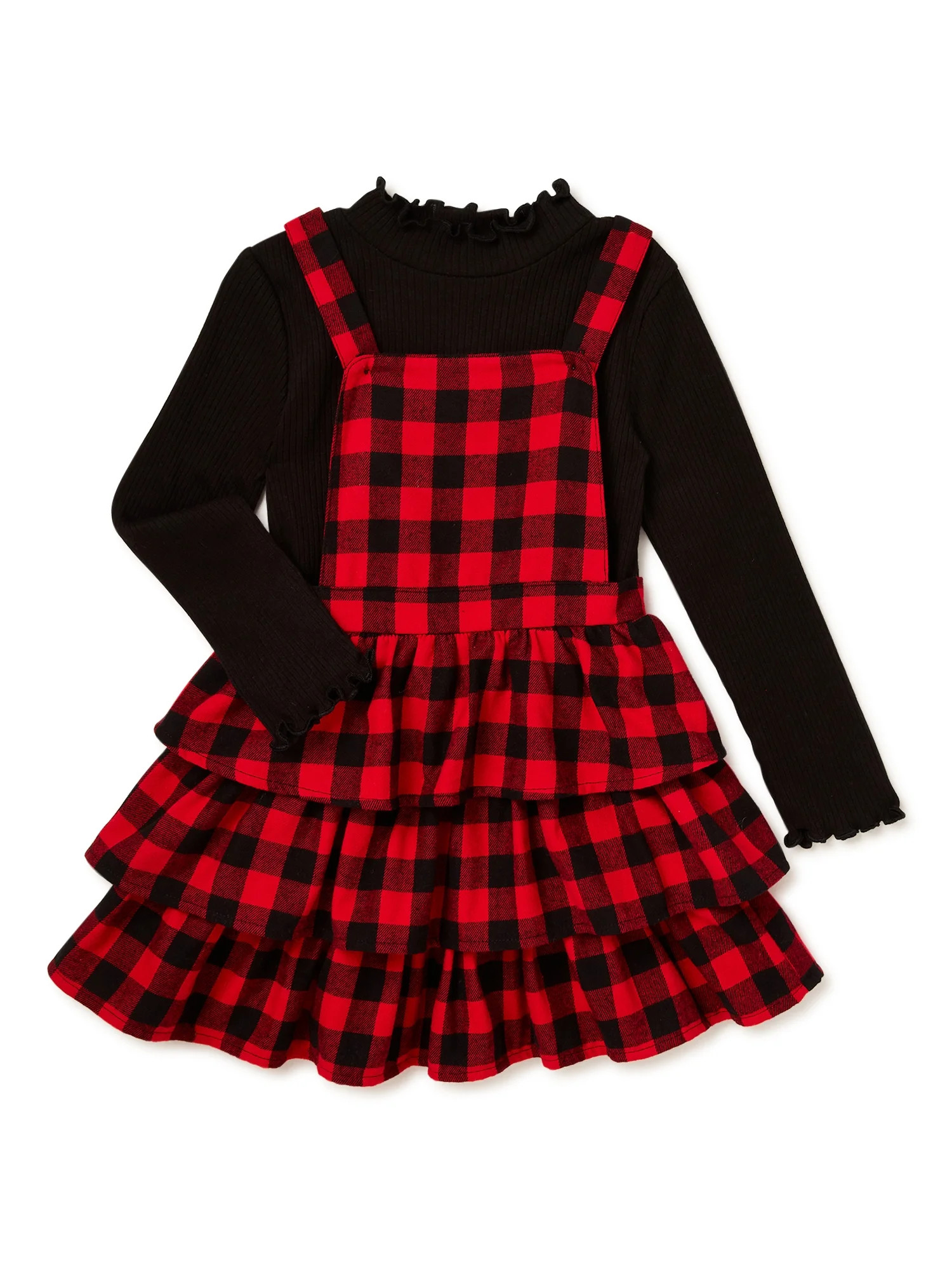 Wonder Nation Baby Girl and Toddler Girls Pinafore Dress Set, 2-Piece, Sizes 12M-5T | Walmart (US)