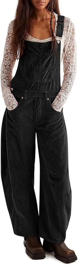 Yousify Overalls for Women Loose Fit Wide Leg One Piece Jumpsuits Casual Fleece Bib Overall with ... | Amazon (US)