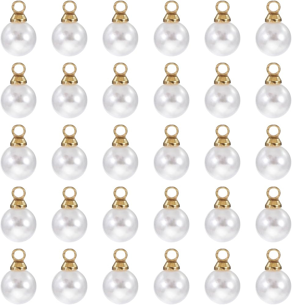 PATIKIL 100pcs Pearl Charm Pearl Beads Faux Pearl Pendant Charm for Jewelry Making Bracelets Earr... | Amazon (US)