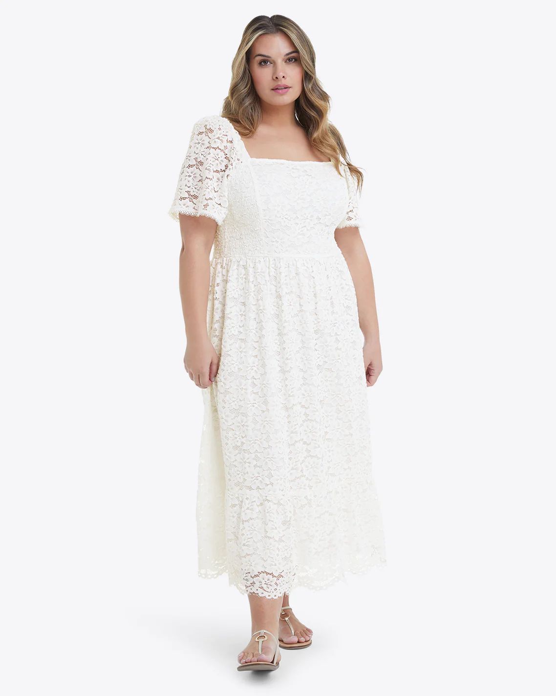 Short Sleeve Carrie Midi Dress in Lace | Draper James (US)