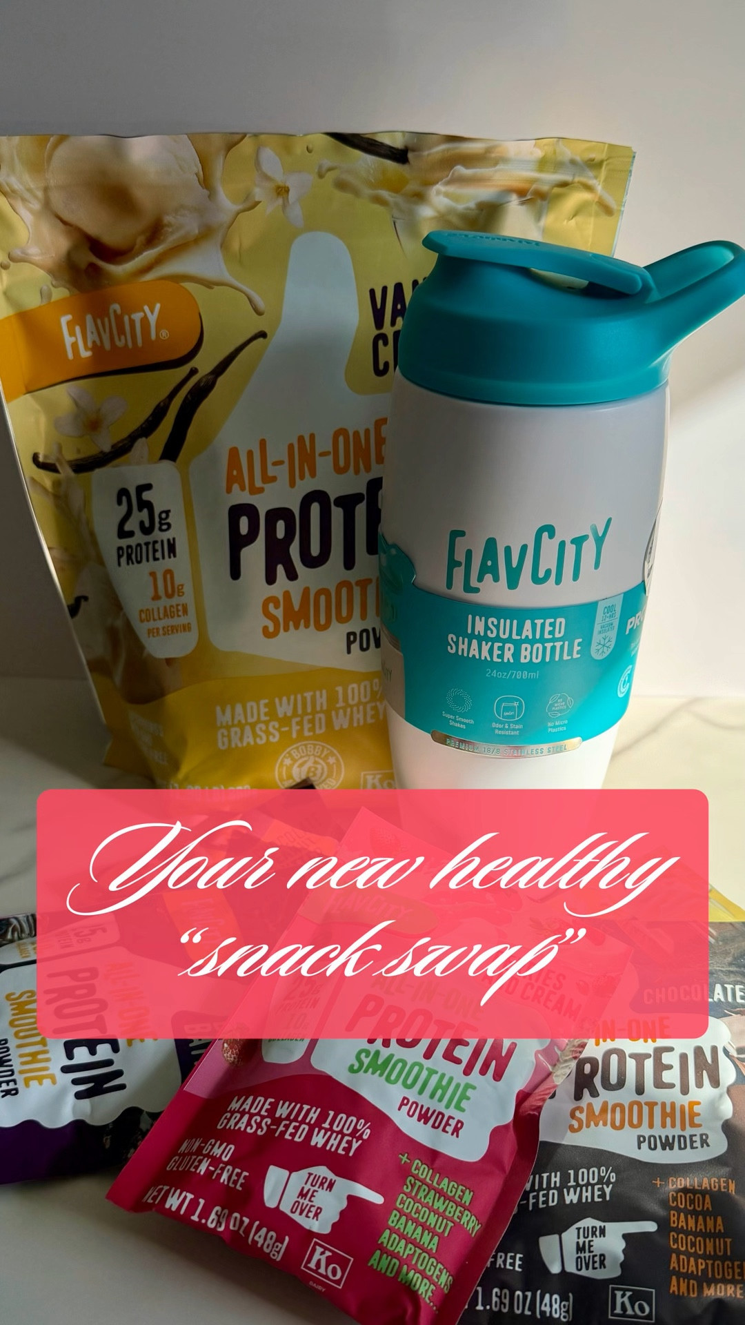 🤩 POV: You just found your new healthy "snack swap" 💪🏽
FlavCity All-in-One Protein Smoothie
Powder 🍦🍓🍫🥤
Each serving has 25g of protein, 10g of collagen, fruits, and functional mushrooms (cordyceps & reishi)
#FlavCityPartner

#LTKfitnessgoals #LTKfoodie #LTKOver40