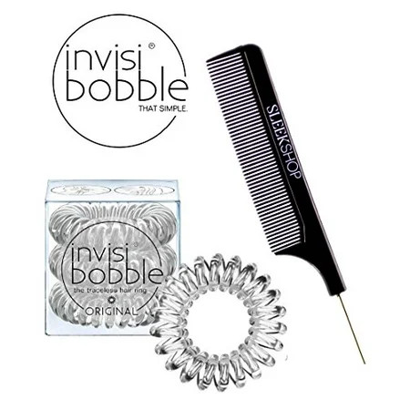 Invisibobble Traceless Hair Ring (with Sleek Steel Pin Tail Comb) (Original / Clear - 3 pack) | Walmart (US)