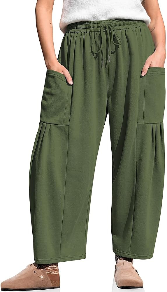TARSE Women\u2019s Wide Leg Sweatpants Casual Baggy Harem Pants with Pockets | Amazon (US)
