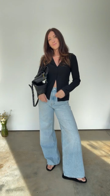 completely forgot I had this top 🖤  wearing the small 

Comment links for details 

Outfits | wide leg jeans | denim outfits