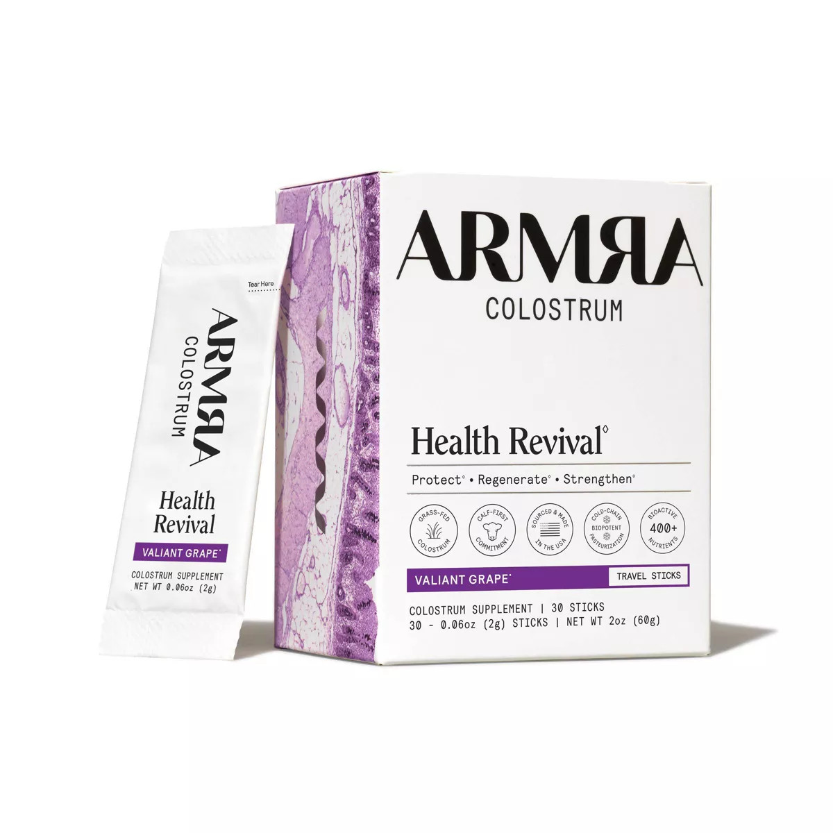 ARMRA Colostrum Powder Travel Packs - Valiant Grape - 0.06oz/30ct | Target