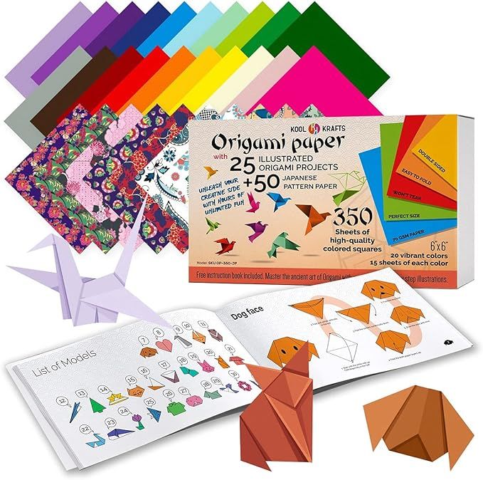 Origami Paper | 350 Origami Paper Kit | Set Includes - 300 Sheets 20 Colors 6x6 | 50 Traditional ... | Amazon (US)