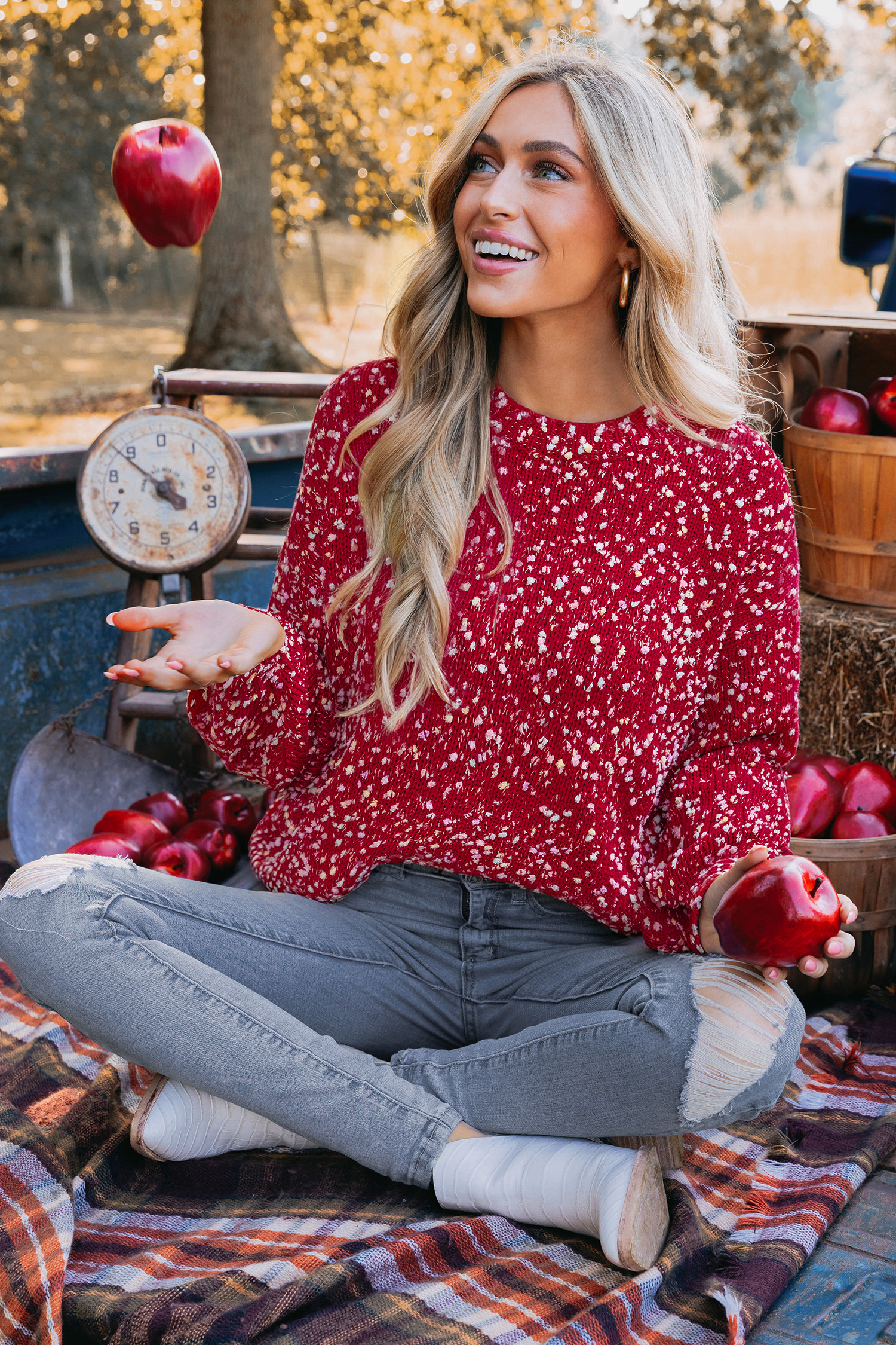 Confetti Red Sweater | Cupshe US