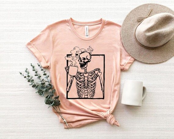 Read the full title
    Hot Coffee Skeleton Shirt, Skeletons Halloween Shirt, Halloween Shirt, Ha... | Etsy (US)