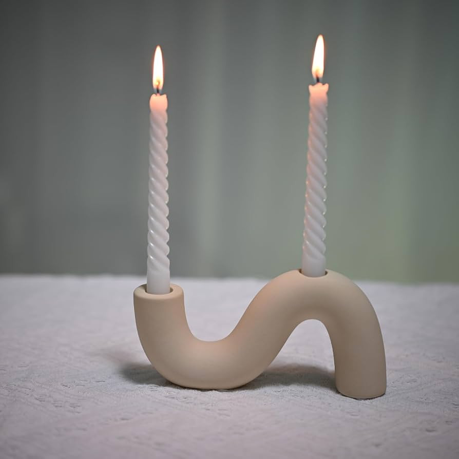 Ceramic Candle Holder, Modern Taper Candlestick Holder for Dining Table, Living Room Coffee Table... | Amazon (US)